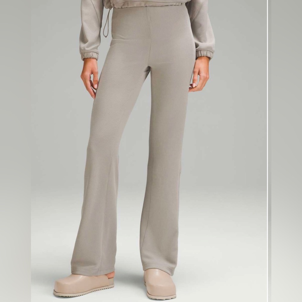 Lululemon Brushed Softstreme Rib Zip Flare Legging - Riverstone